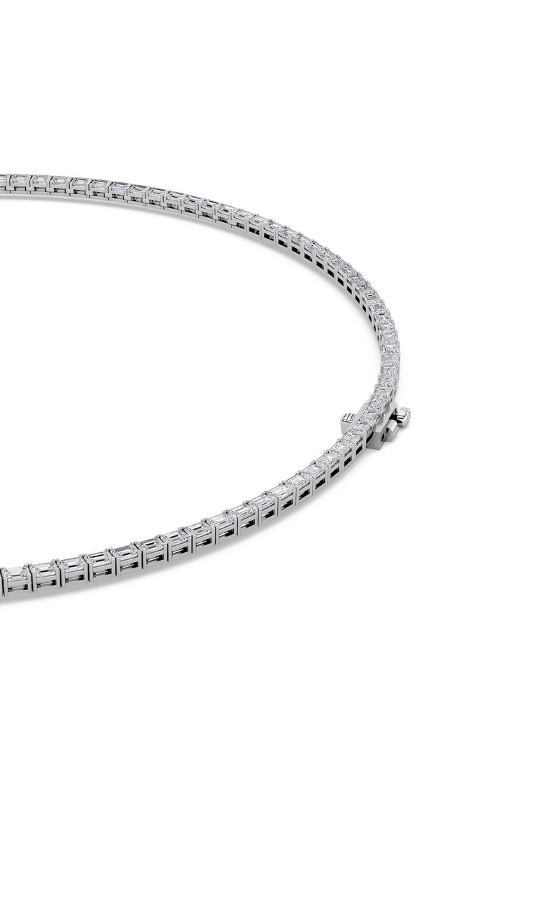 29Cttw Emerald Shaped Lab Grown Diamond Tennis Necklace in 14K Gold (F/VS)