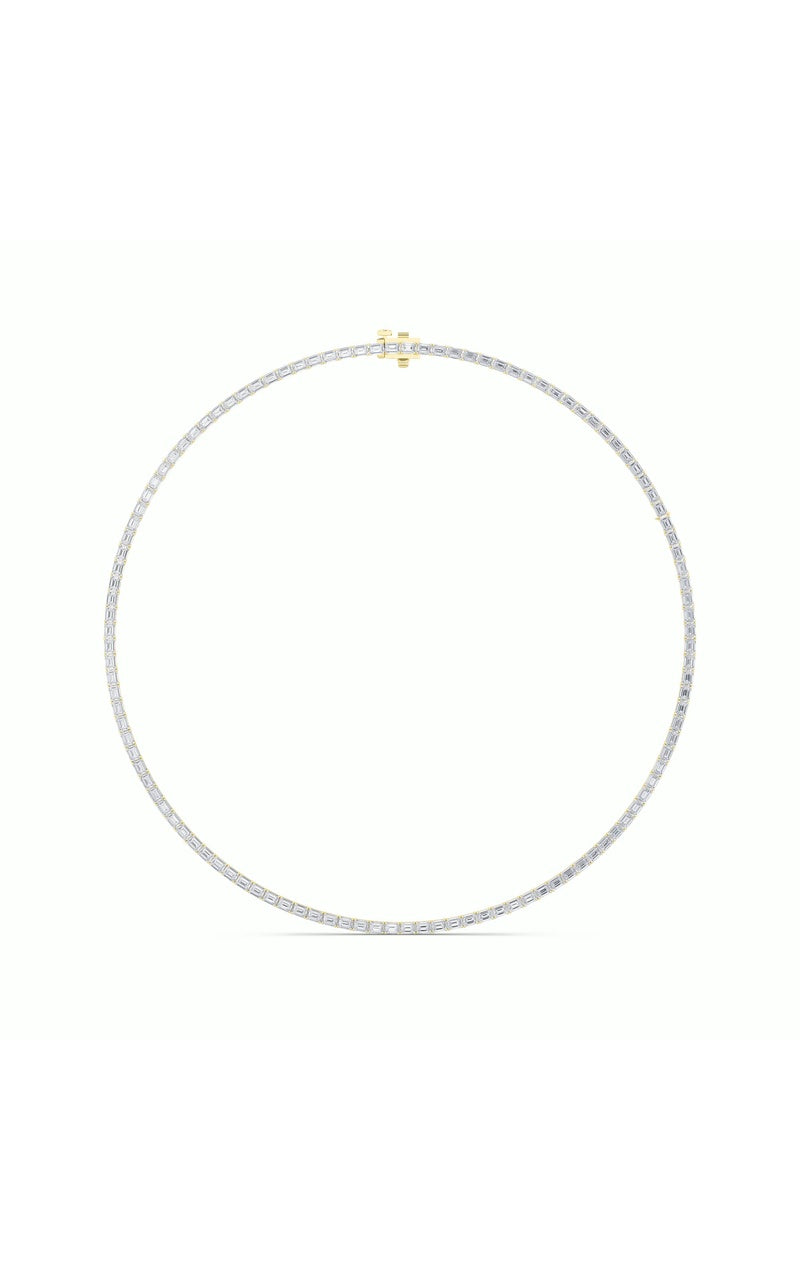 29Cttw Emerald Shaped Lab Grown Diamond Tennis Necklace in 14K Gold (F/VS)