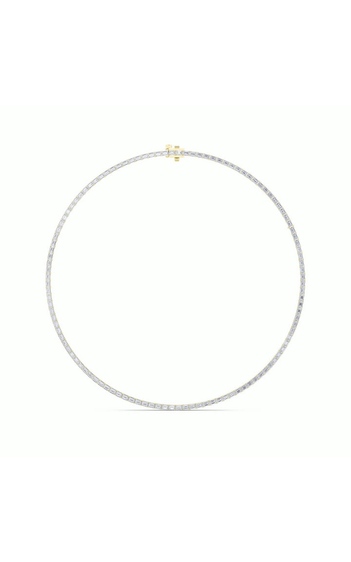 29Cttw Emerald Shaped Lab Grown Diamond Tennis Necklace in 14K Gold (F/VS)