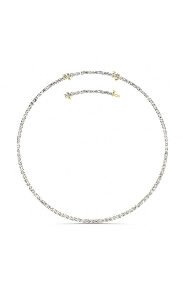 29Cttw Emerald Shaped Lab Grown Diamond Tennis Necklace in 14K Gold (F/VS)