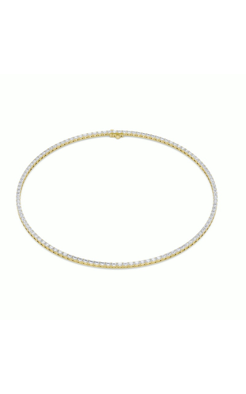 29Cttw Emerald Shaped Lab Grown Diamond Tennis Necklace in 14K Gold (F/VS)