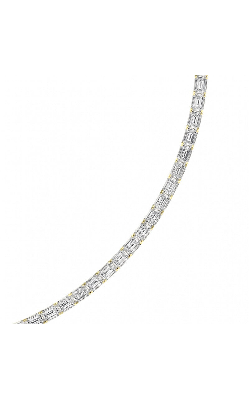29Cttw Emerald Shaped Lab Grown Diamond Tennis Necklace in 14K Gold (F/VS)