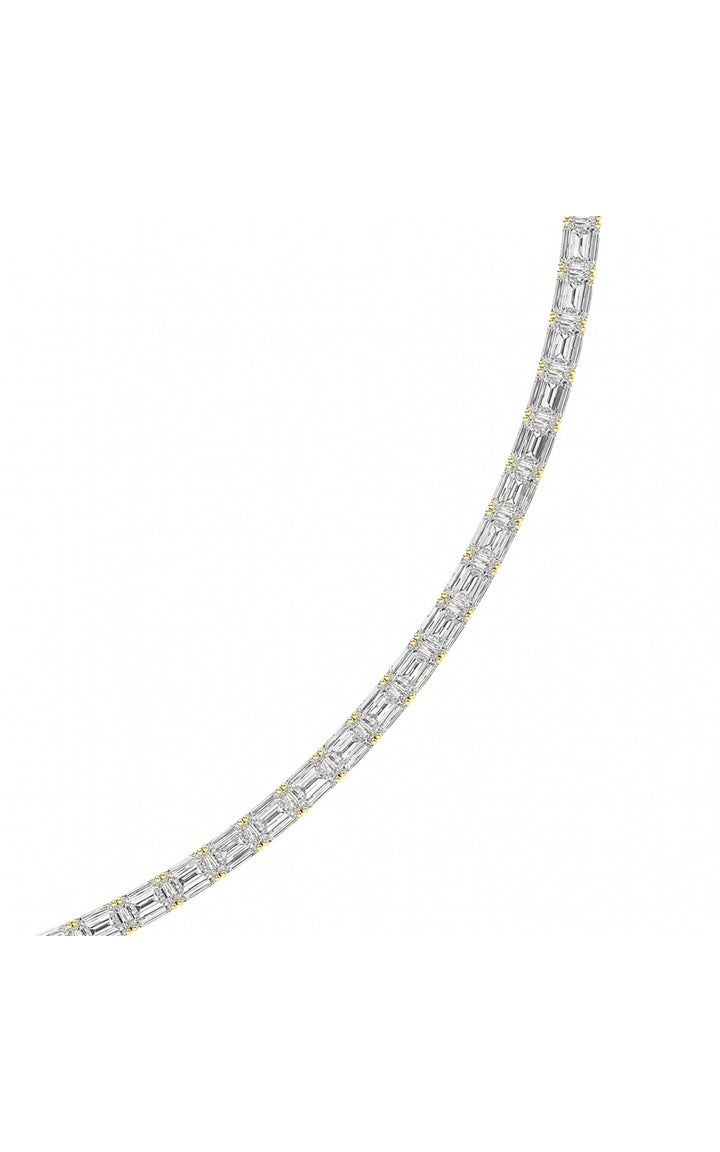 29Cttw Emerald Shaped Lab Grown Diamond Tennis Necklace in 14K Gold (F/VS)