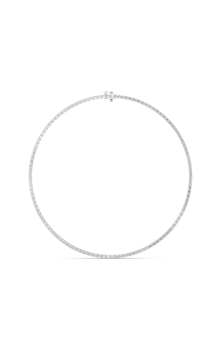 34Cttw Emerald Shaped Lab Grown Diamond Tennis Necklace in 14K Gold (F/VS)