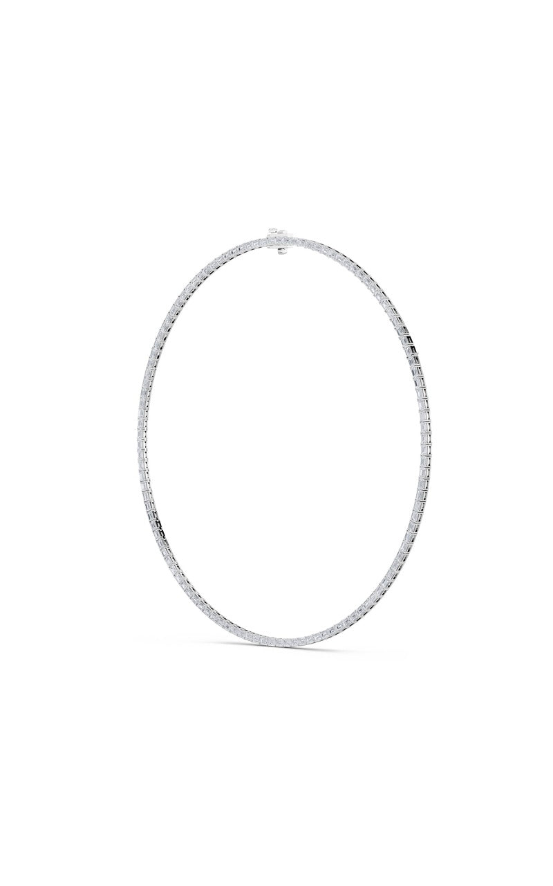 34Cttw Emerald Shaped Lab Grown Diamond Tennis Necklace in 14K Gold (F/VS)