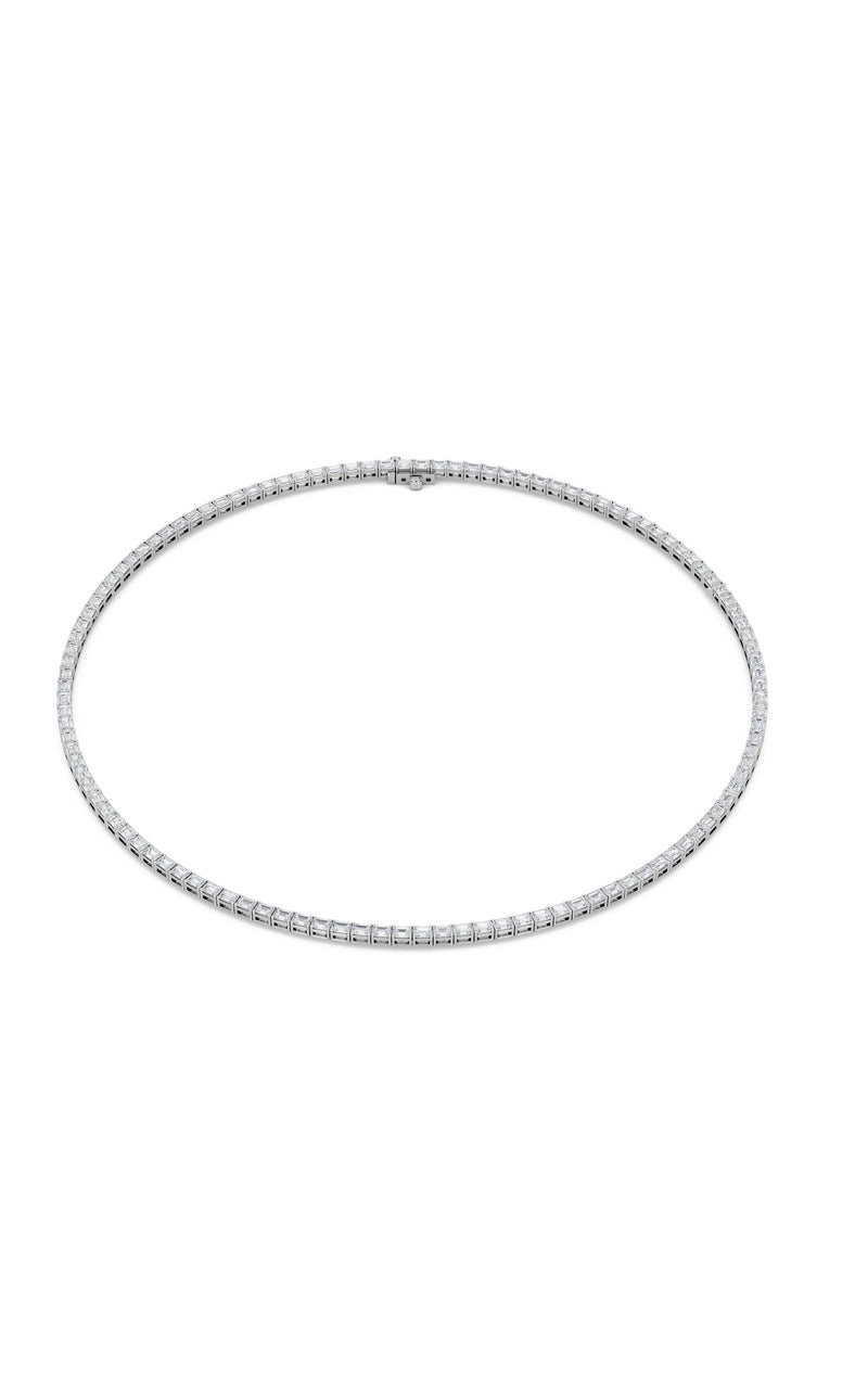 40Cttw Emerald Shaped Lab Grown Diamond Tennis Necklace in 14K Gold (F/VS)