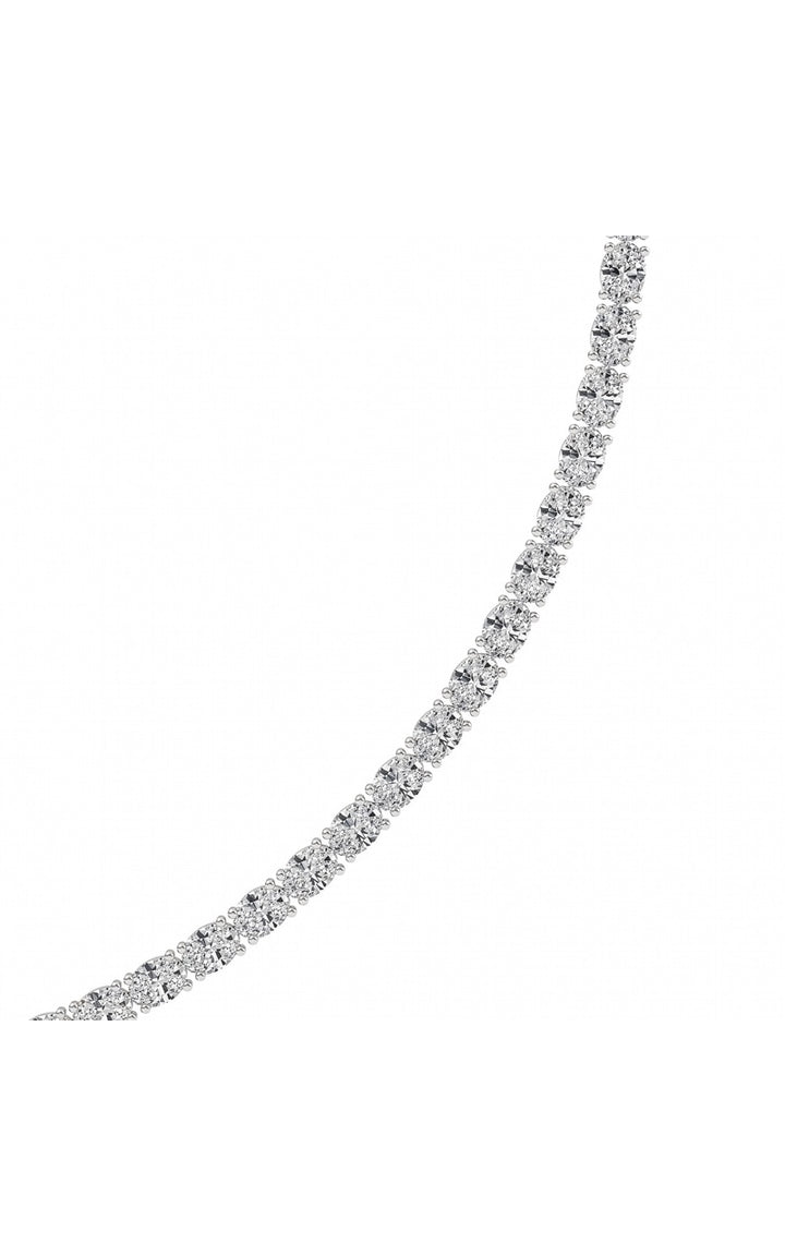 19Cttw Oval Shaped Lab Grown Diamond Tennis Necklace in 14K Gold (F/VS)