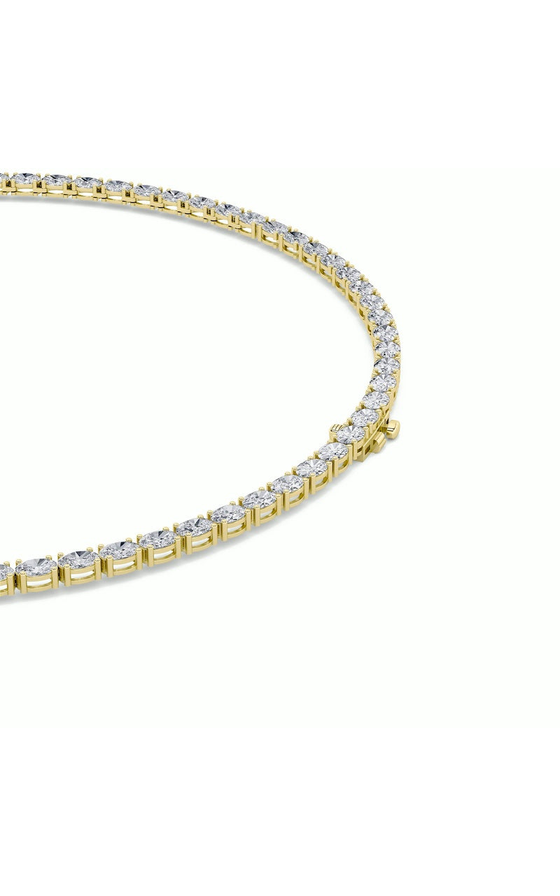 19Cttw Oval Shaped Lab Grown Diamond Tennis Necklace in 14K Gold (F/VS)