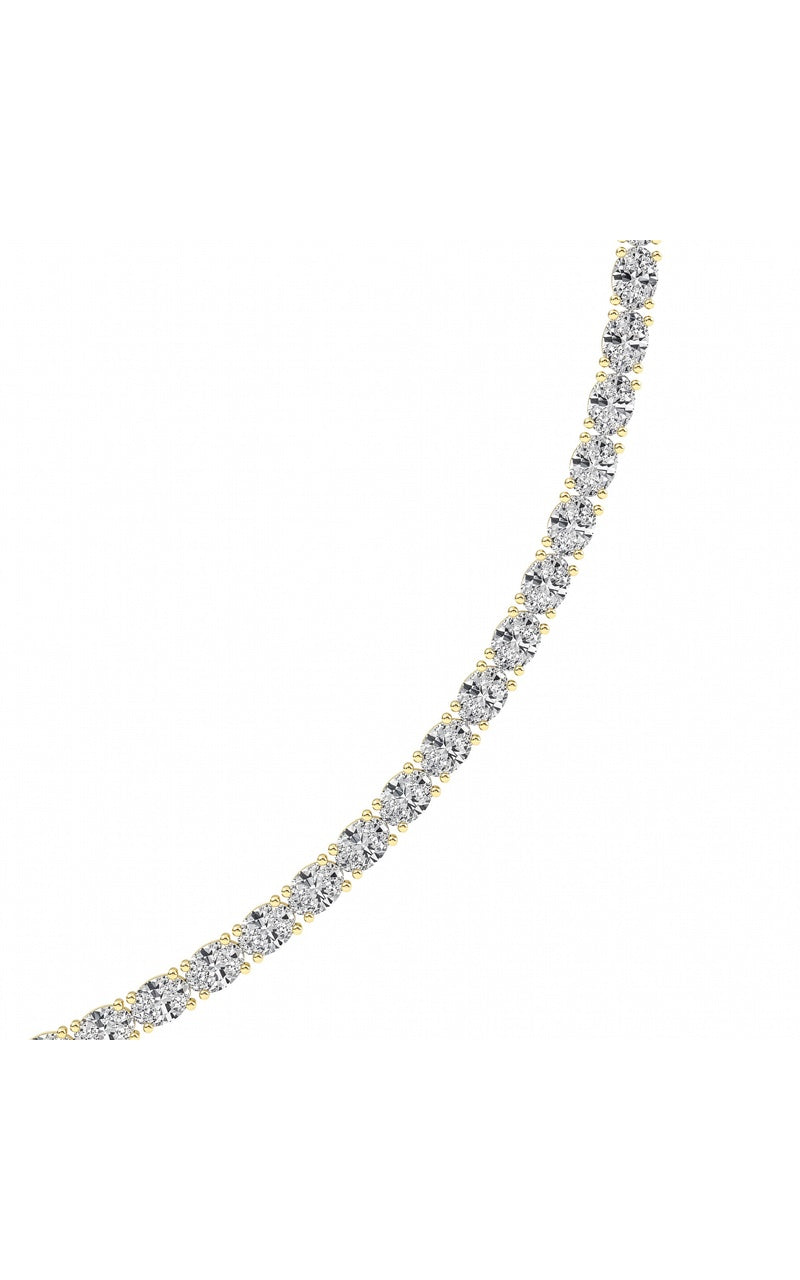 19Cttw Oval Shaped Lab Grown Diamond Tennis Necklace in 14K Gold (F/VS)