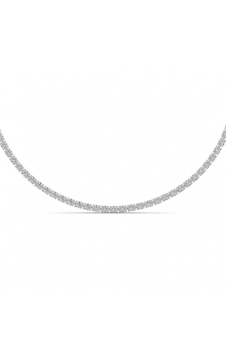 25Cttw Oval Shaped Lab Grown Diamond Tennis Necklace in 14K Gold (F/VS)