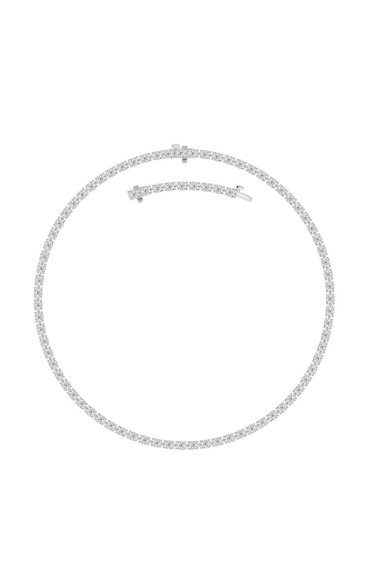 25Cttw Oval Shaped Lab Grown Diamond Tennis Necklace in 14K Gold (F/VS)