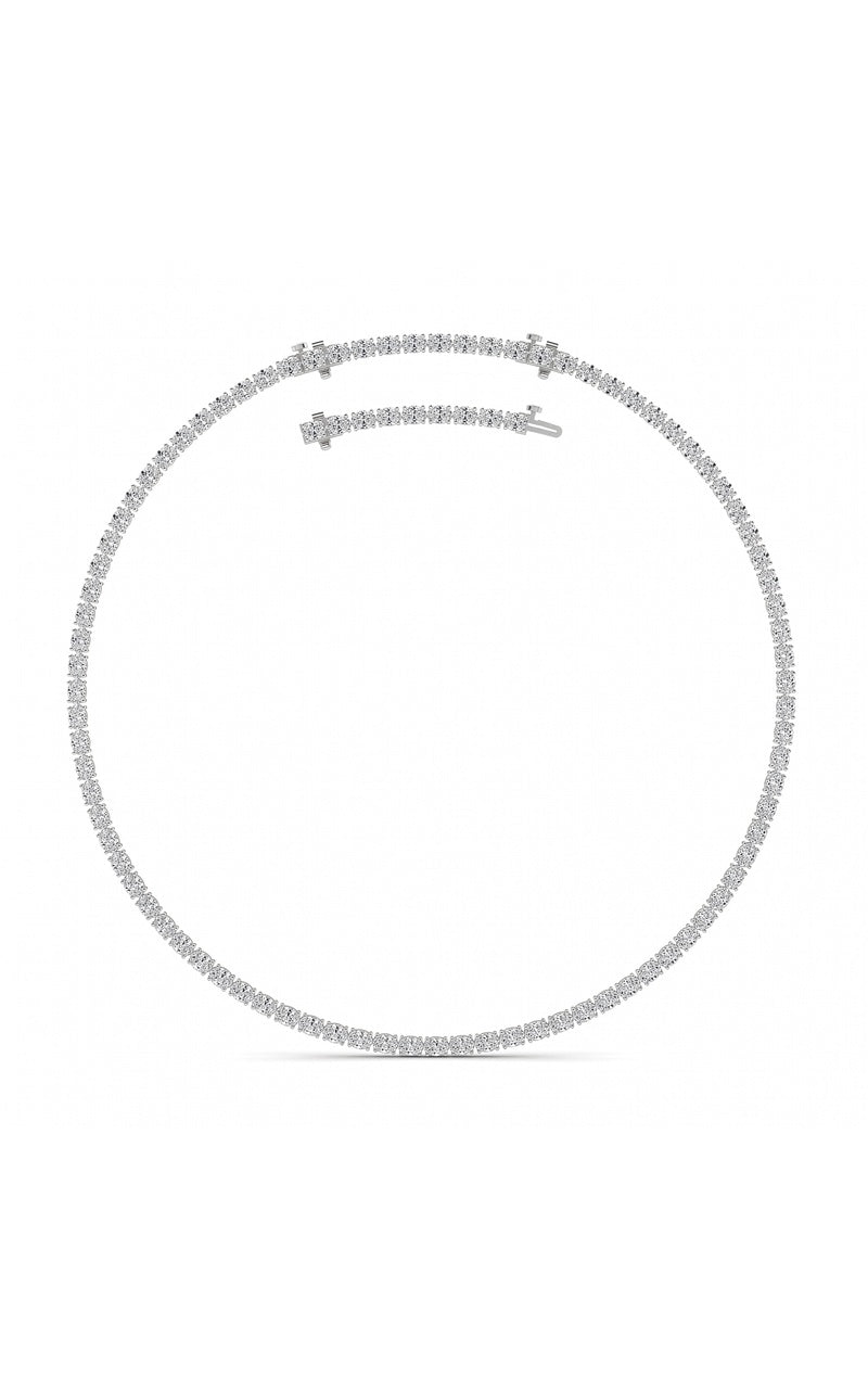 25Cttw Oval Shaped Lab Grown Diamond Tennis Necklace in 14K Gold (F/VS)