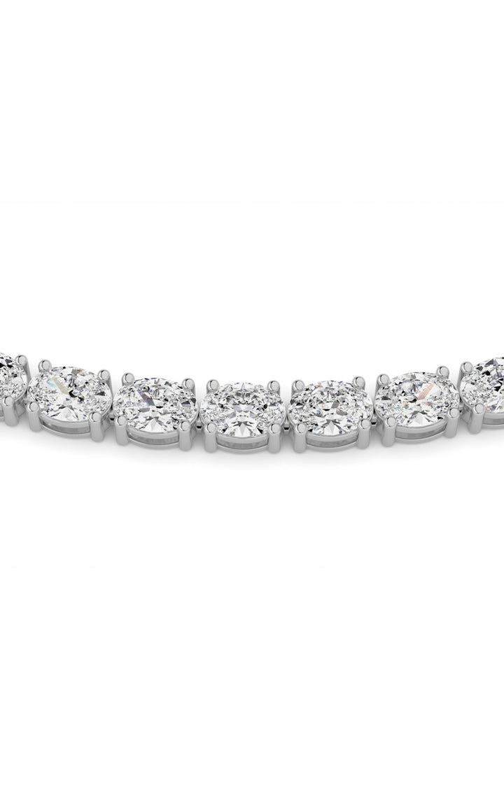 25Cttw Oval Shaped Lab Grown Diamond Tennis Necklace in 14K Gold (F/VS)