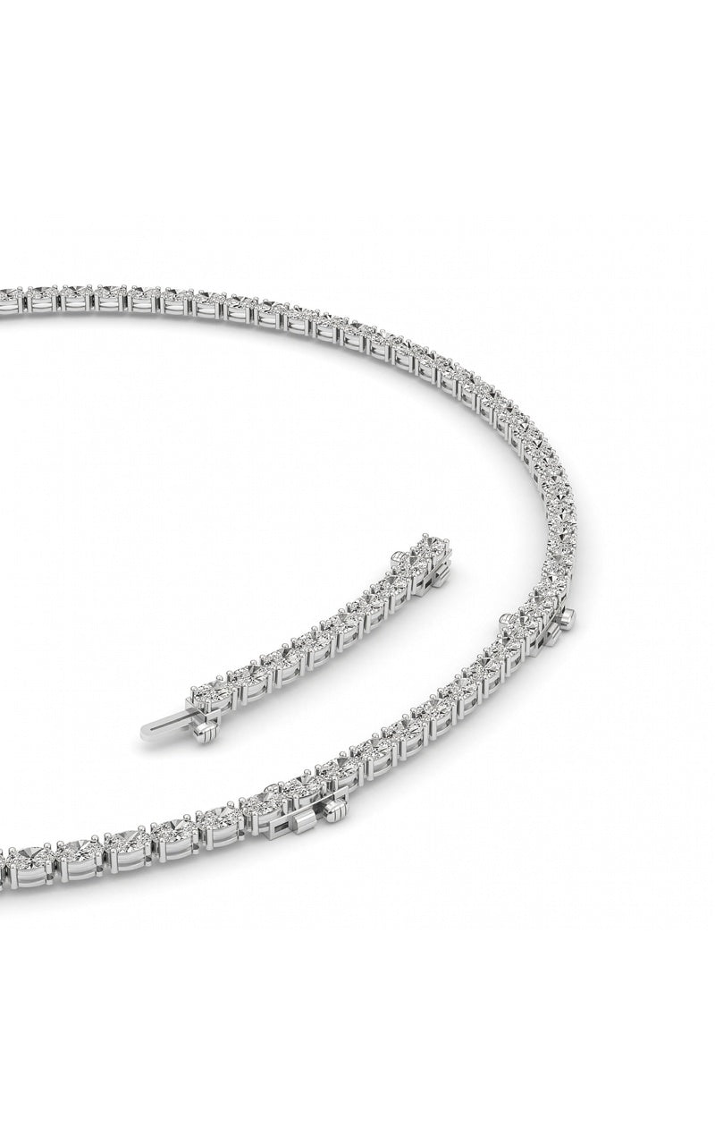 25Cttw Oval Shaped Lab Grown Diamond Tennis Necklace in 14K Gold (F/VS)