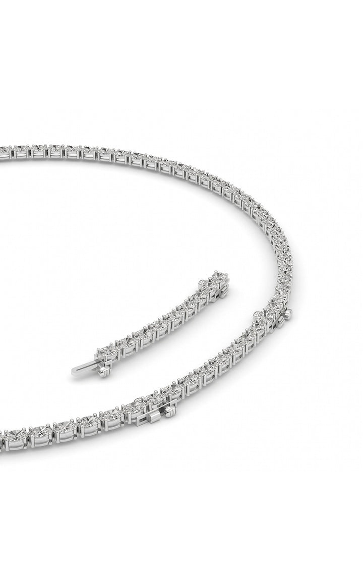 25Cttw Oval Shaped Lab Grown Diamond Tennis Necklace in 14K Gold (F/VS)