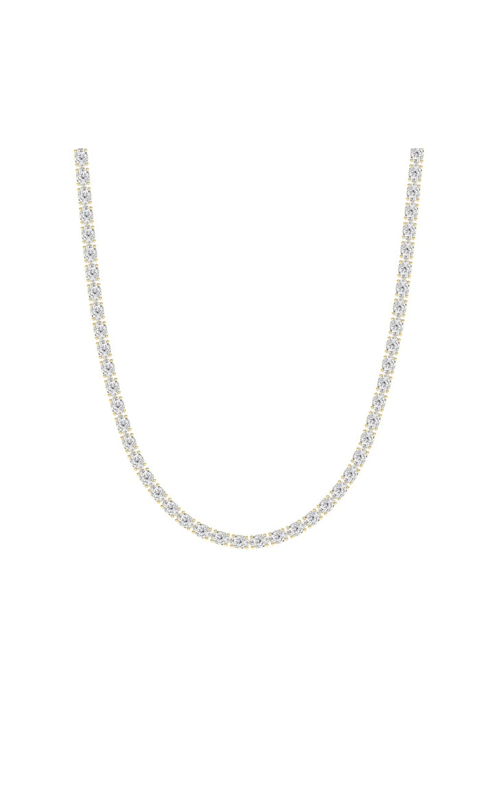 25Cttw Oval Shaped Lab Grown Diamond Tennis Necklace in 14K Gold (F/VS)