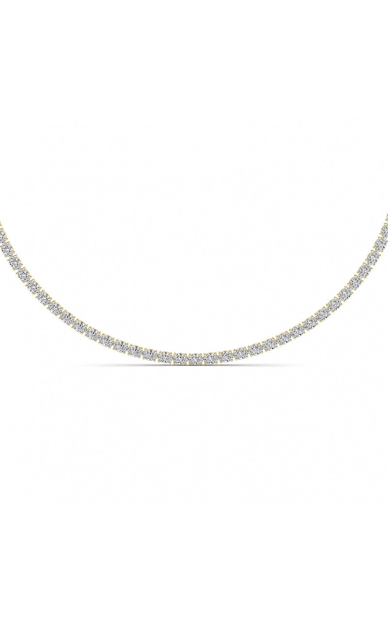 25Cttw Oval Shaped Lab Grown Diamond Tennis Necklace in 14K Gold (F/VS)