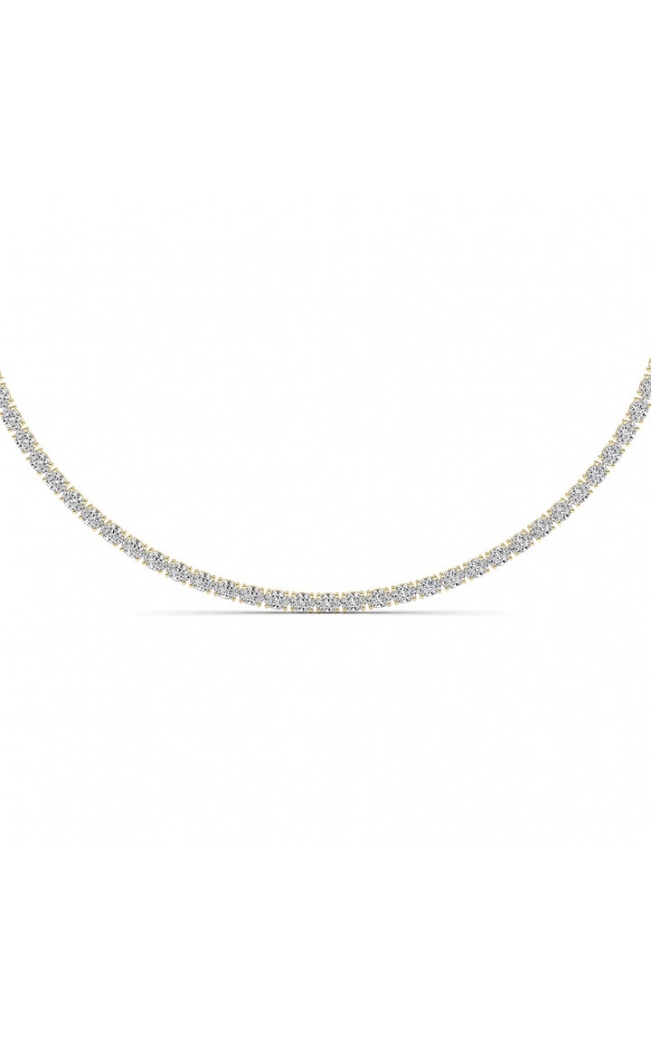 25Cttw Oval Shaped Lab Grown Diamond Tennis Necklace in 14K Gold (F/VS)