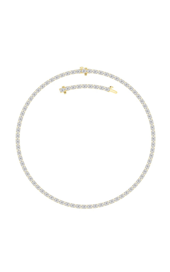 25Cttw Oval Shaped Lab Grown Diamond Tennis Necklace in 14K Gold (F/VS)