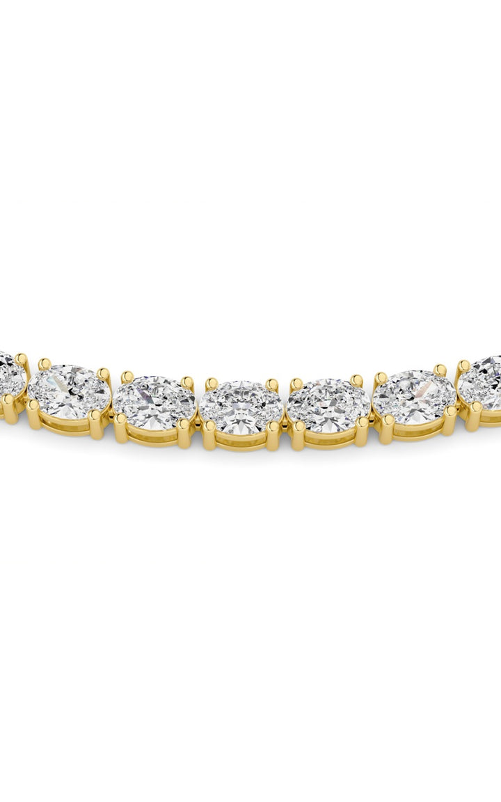 25Cttw Oval Shaped Lab Grown Diamond Tennis Necklace in 14K Gold (F/VS)