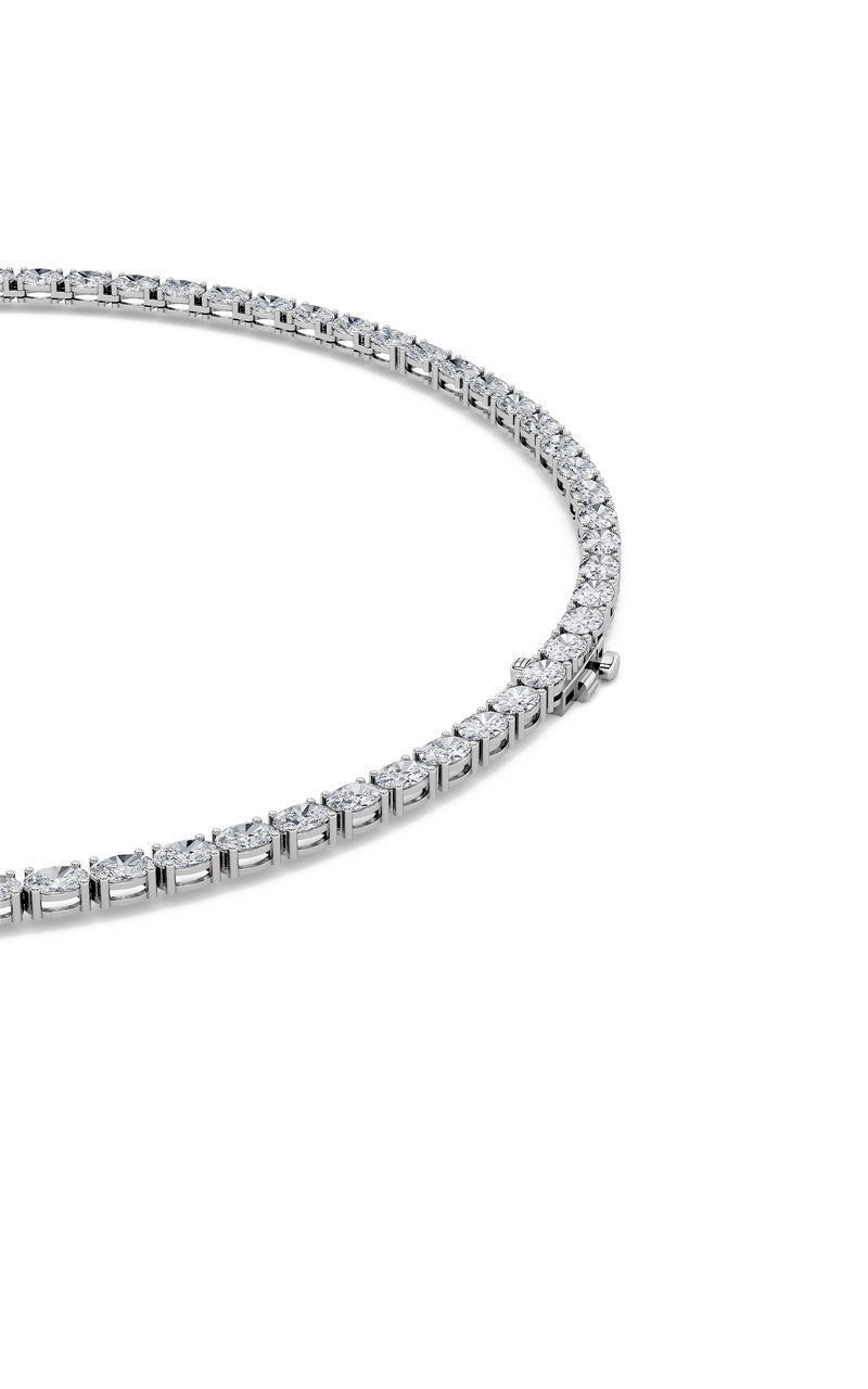 36Cttw Oval Shaped Lab Grown Diamond Tennis Necklace in 14K Gold (F/VS)