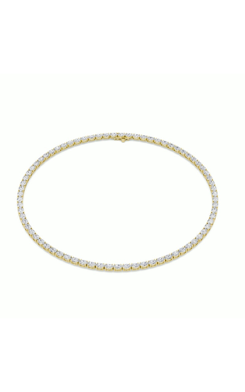 36Cttw Oval Shaped Lab Grown Diamond Tennis Necklace in 14K Gold (F/VS)