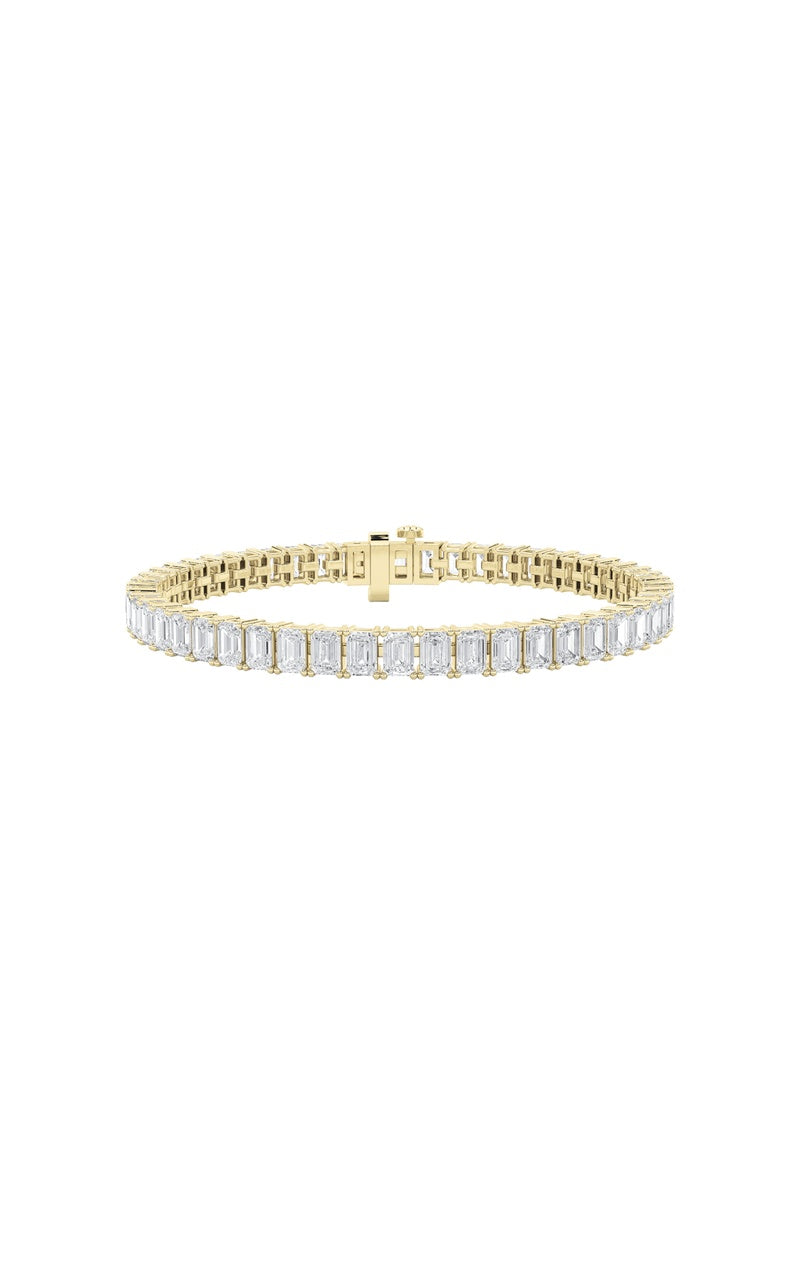 16.75Cttw Emerald Shaped Lab Grown Diamond NorthSouth Bracelet in 14K Gold (F/VS)
