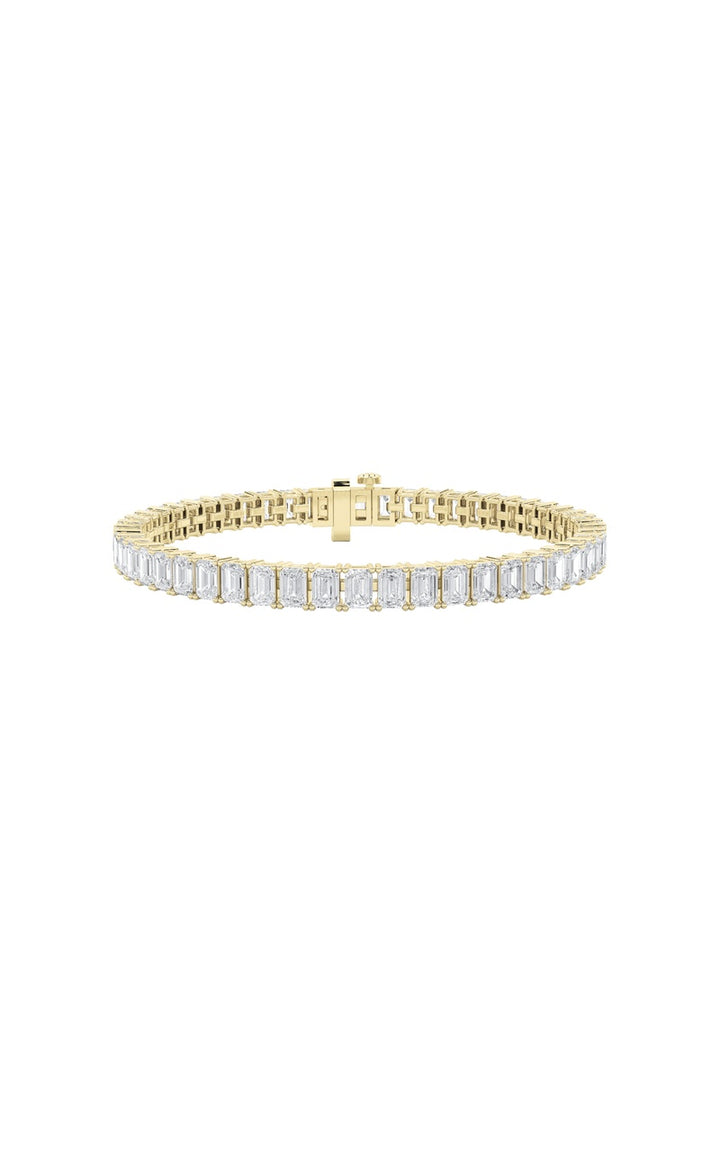 16.75Cttw Emerald Shaped Lab Grown Diamond NorthSouth Bracelet in 14K Gold (F/VS)