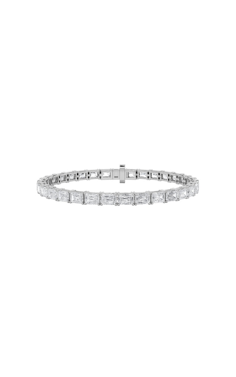 5.25Cttw Emerald Shaped Lab Grown Diamond East &amp; West Bracelet in 14K Gold (F/VS)