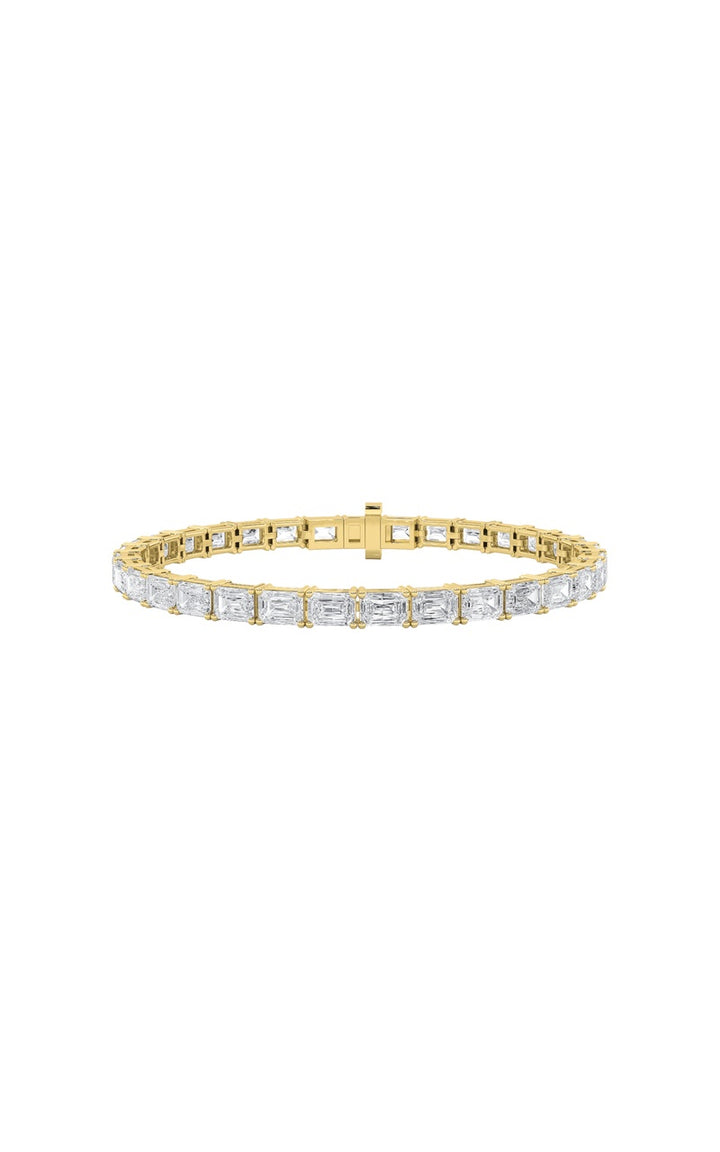 7Cttw Emerald Shaped Lab Grown Diamond East &amp; West Bracelet in 14K Gold (F/VS)