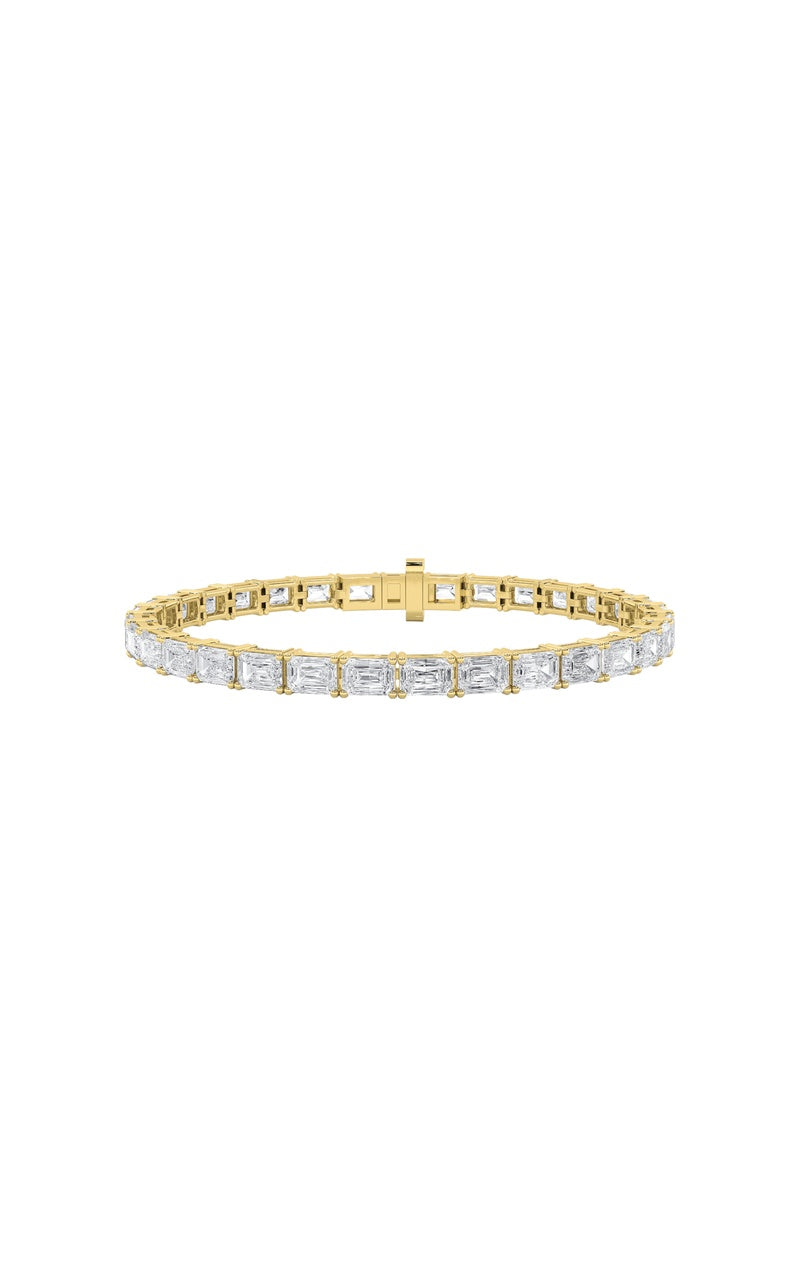 8.5Cttw Emerald Shaped Lab Grown Diamond East &amp; West Bracelet in 14K Gold (F/VS)