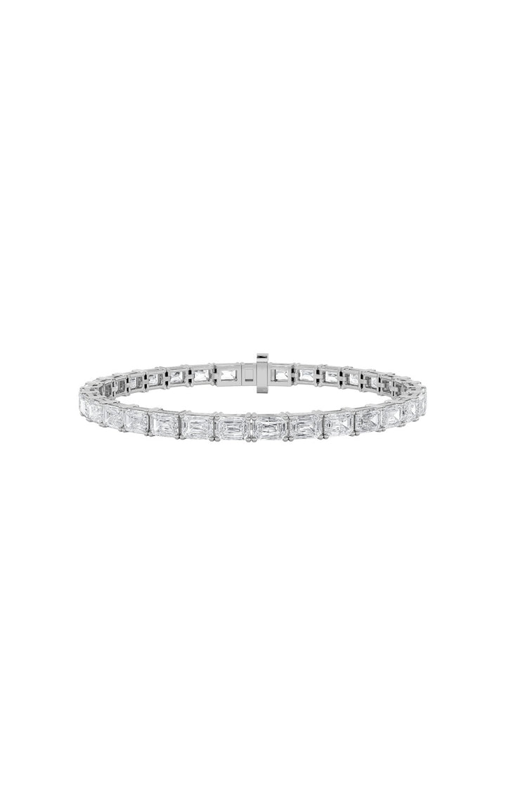 9.75Cttw Emerald Shaped Lab Grown Diamond East &amp; West Bracelet in 14K Gold (F/VS)