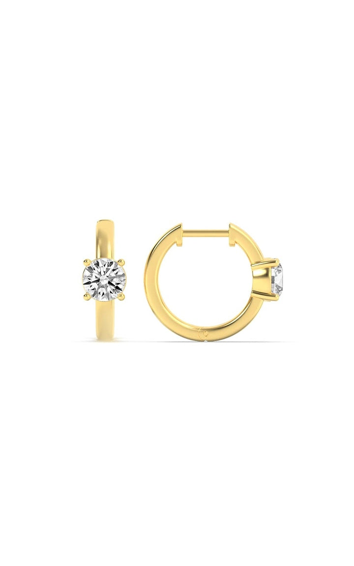 1.5Cttw Round Shaped Lab Grown Diamond (F/VS) Solitaire Huggie Earrings in 14K Gold