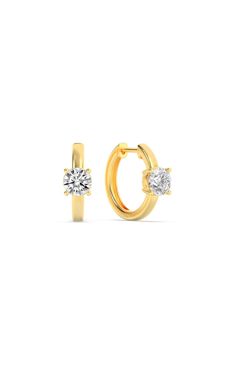 1.5Cttw Round Shaped Lab Grown Diamond (F/VS) Solitaire Huggie Earrings in 14K Gold