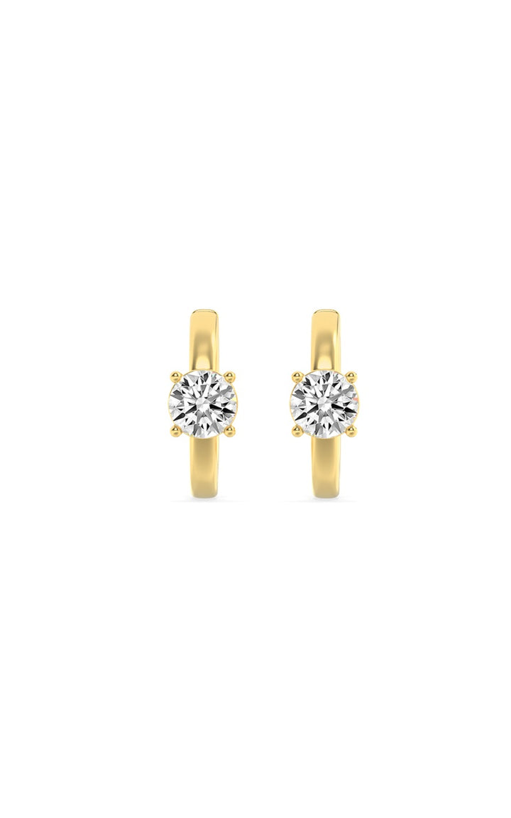 1.5Cttw Round Shaped Lab Grown Diamond (F/VS) Solitaire Huggie Earrings in 14K Gold