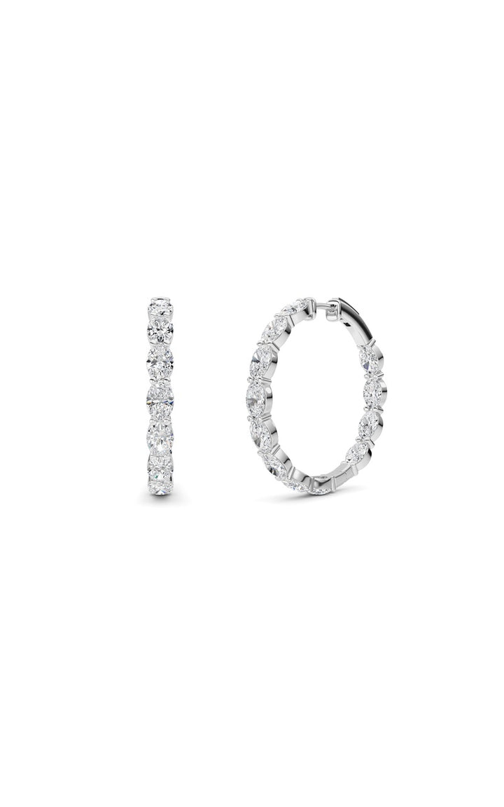 10Cttw Oval Shaped Lab Grown Diamond (F/VS) Inside Out Hoop Earrings in 14K White Gold