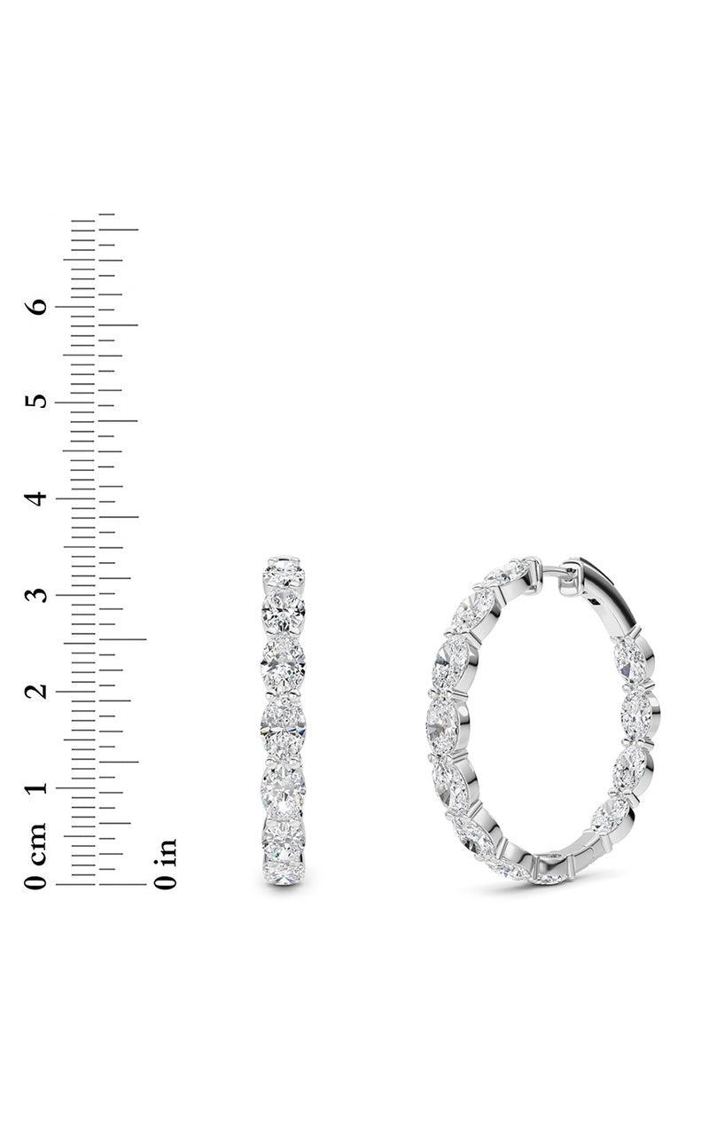 10Cttw Oval Shaped Lab Grown Diamond (F/VS) Inside Out Hoop Earrings in 14K White Gold