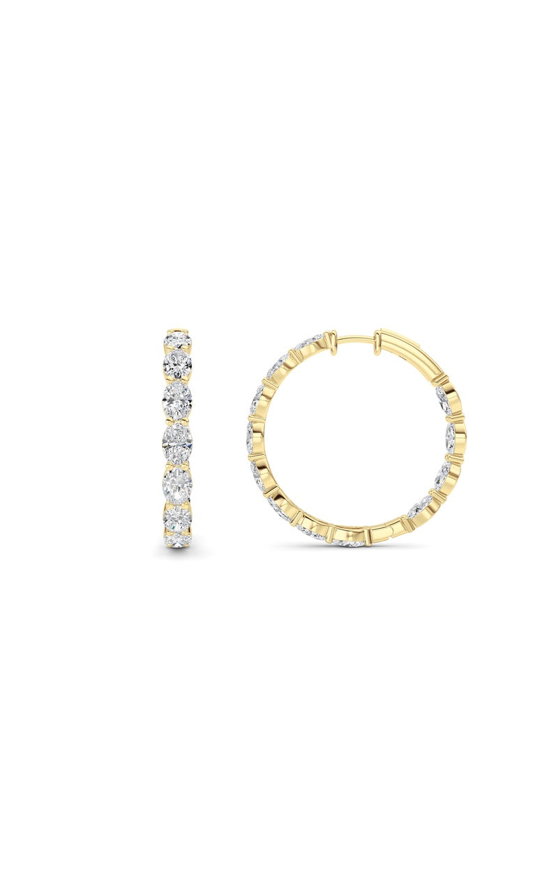 10Cttw Oval Shaped Lab Grown Diamond (F/VS) Inside Out Hoop Earrings in 14K White Gold
