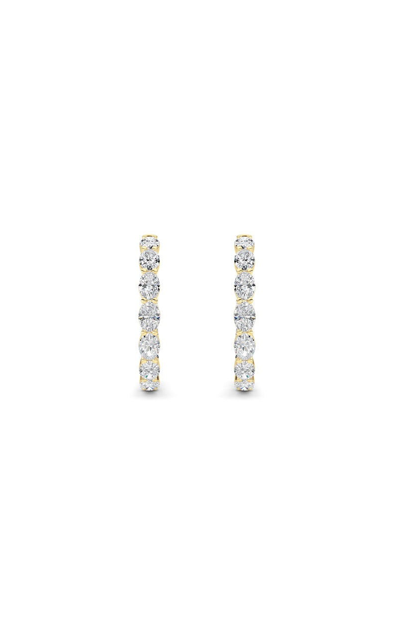 10Cttw Oval Shaped Lab Grown Diamond (F/VS) Inside Out Hoop Earrings in 14K White Gold