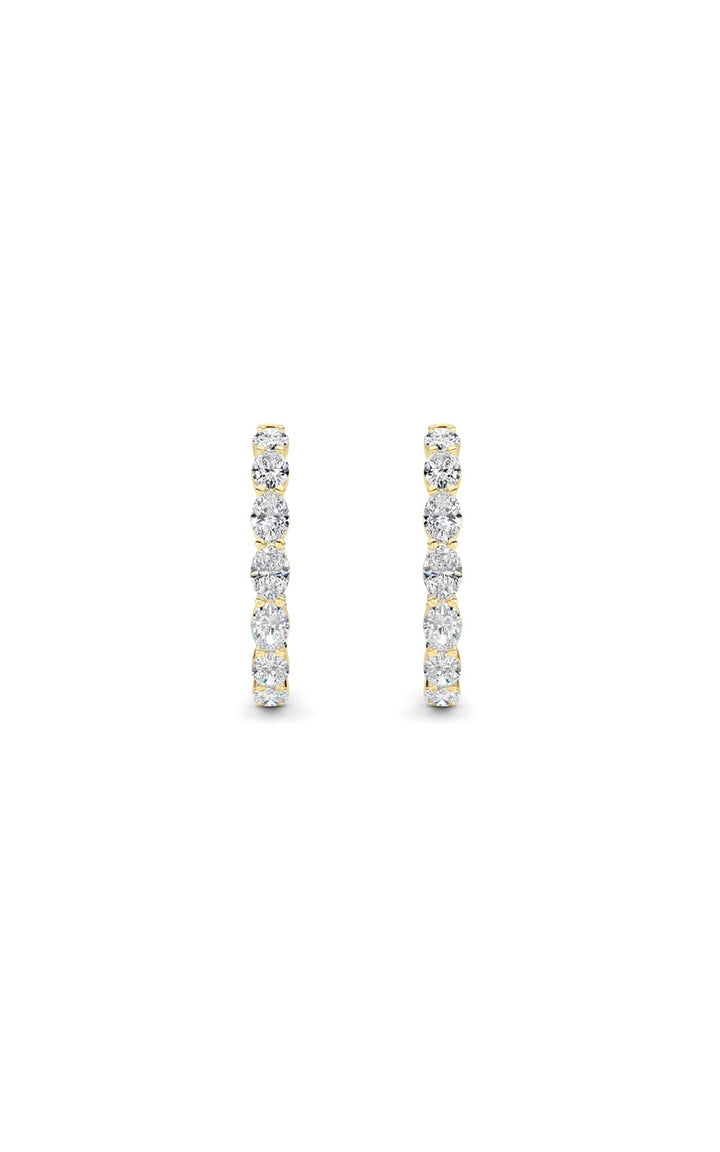10Cttw Oval Shaped Lab Grown Diamond (F/VS) Inside Out Hoop Earrings in 14K White Gold