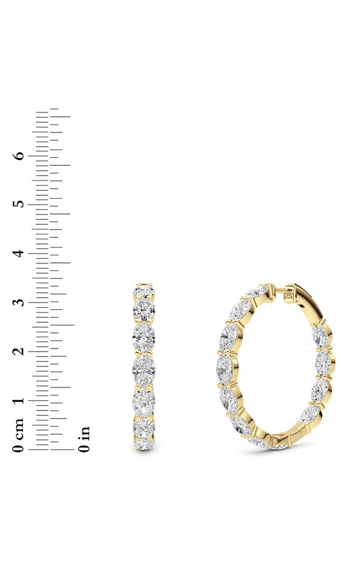 10Cttw Oval Shaped Lab Grown Diamond (F/VS) Inside Out Hoop Earrings in 14K White Gold