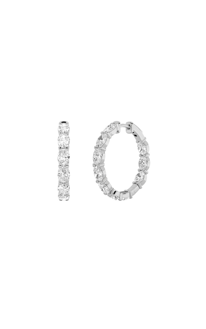 3Cttw Oval Shaped Lab Grown Diamond Inside Out Hoop Earrings in 14K Gold (F/VS)