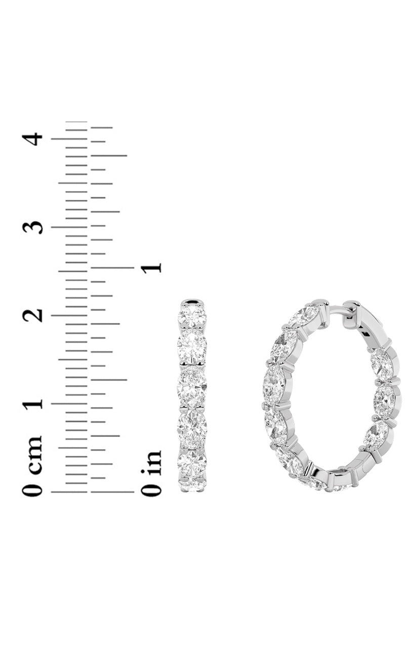 3Cttw Oval Shaped Lab Grown Diamond Inside Out Hoop Earrings in 14K Gold (F/VS)