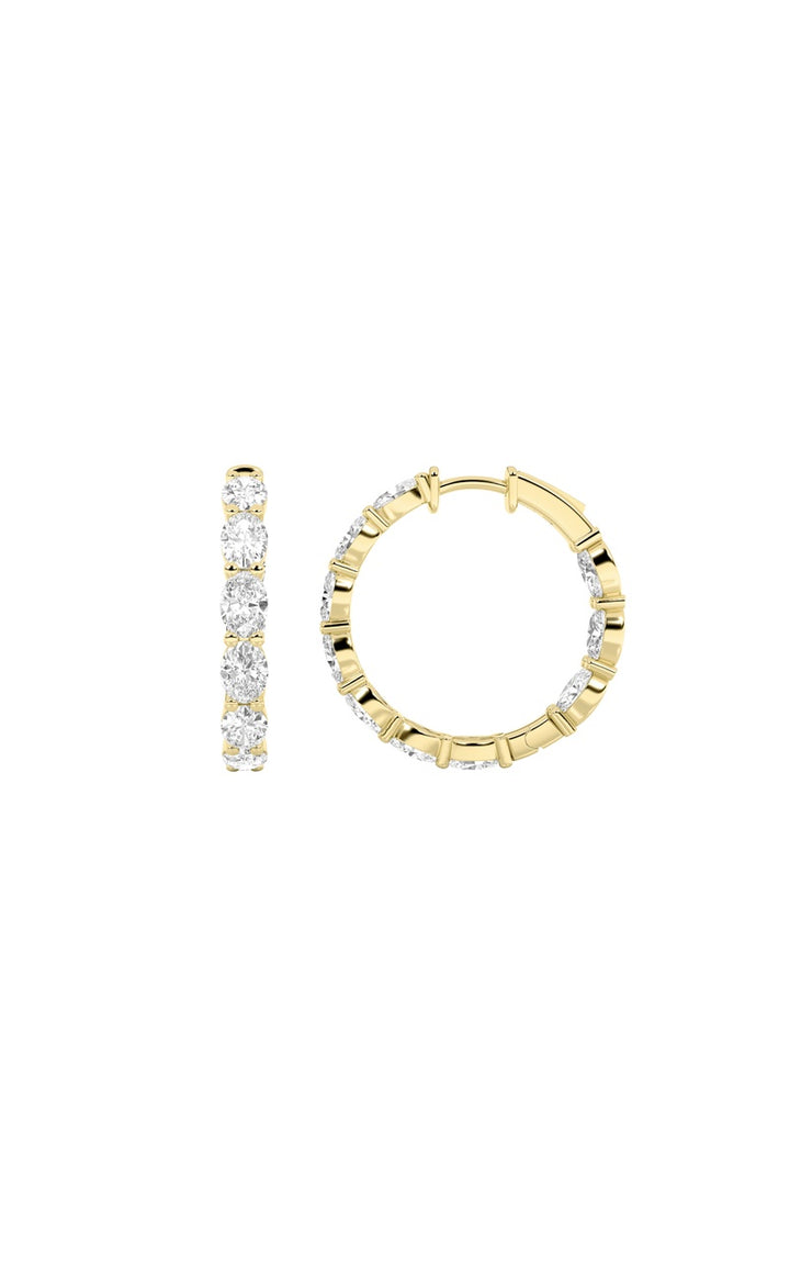 3Cttw Oval Shaped Lab Grown Diamond Inside Out Hoop Earrings in 14K Gold (F/VS)