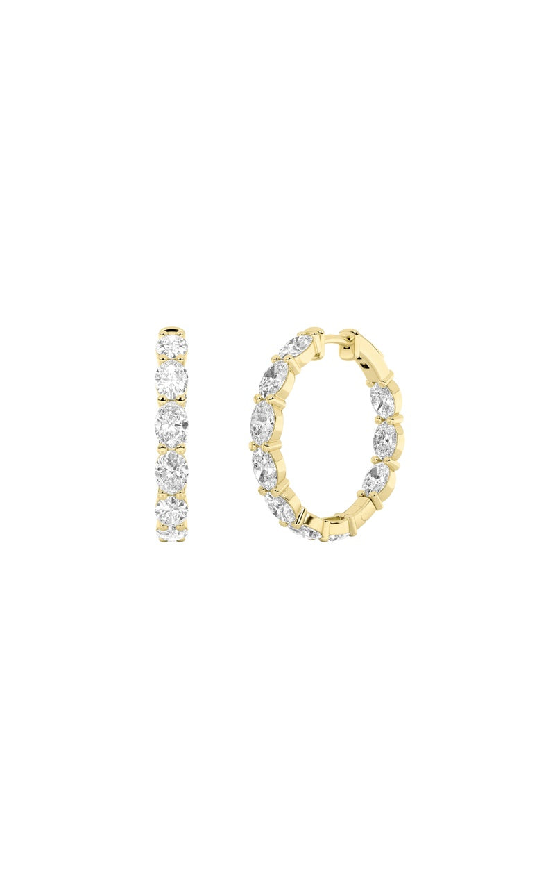 3Cttw Oval Shaped Lab Grown Diamond Inside Out Hoop Earrings in 14K Gold (F/VS)