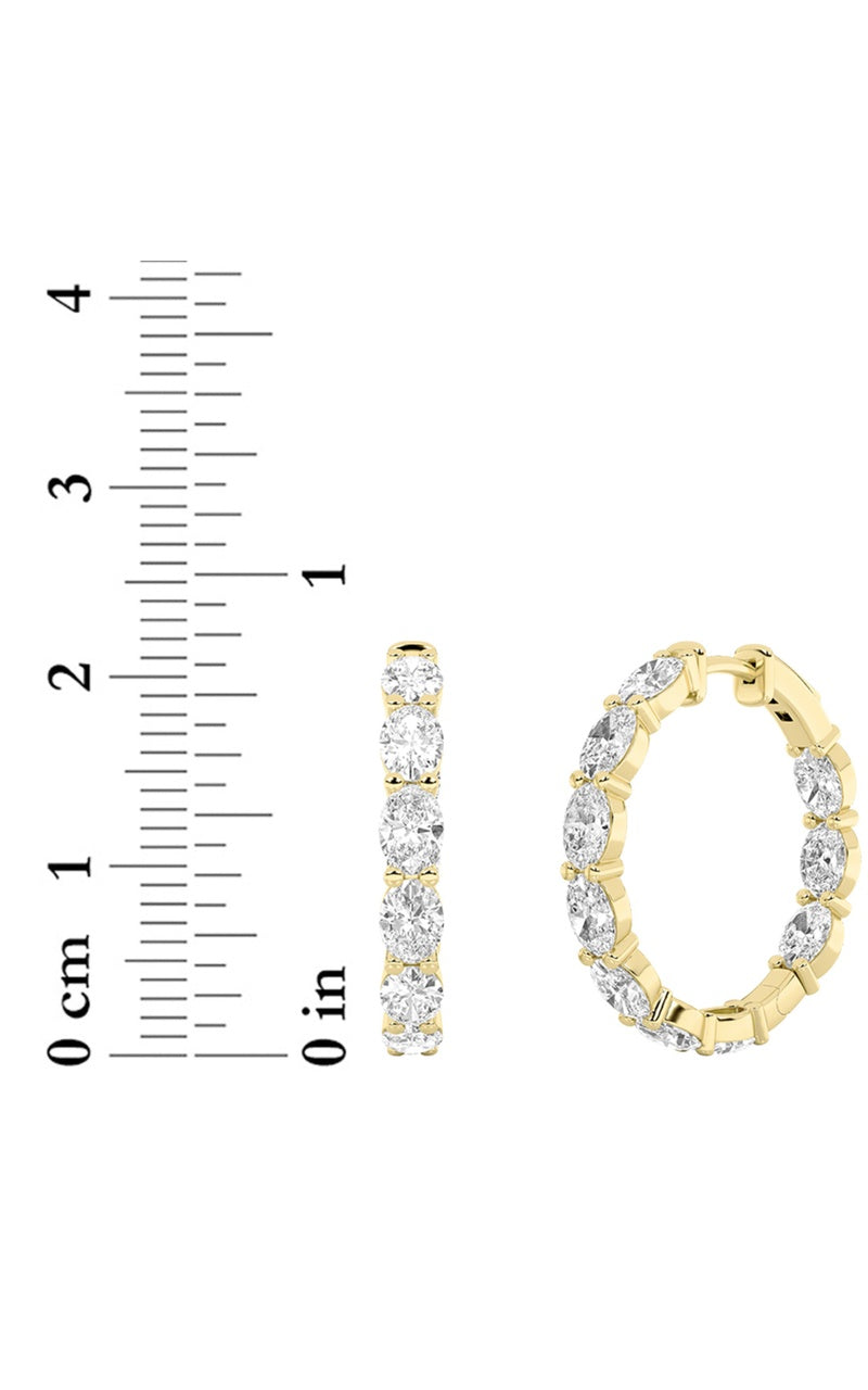 3Cttw Oval Shaped Lab Grown Diamond Inside Out Hoop Earrings in 14K Gold (F/VS)