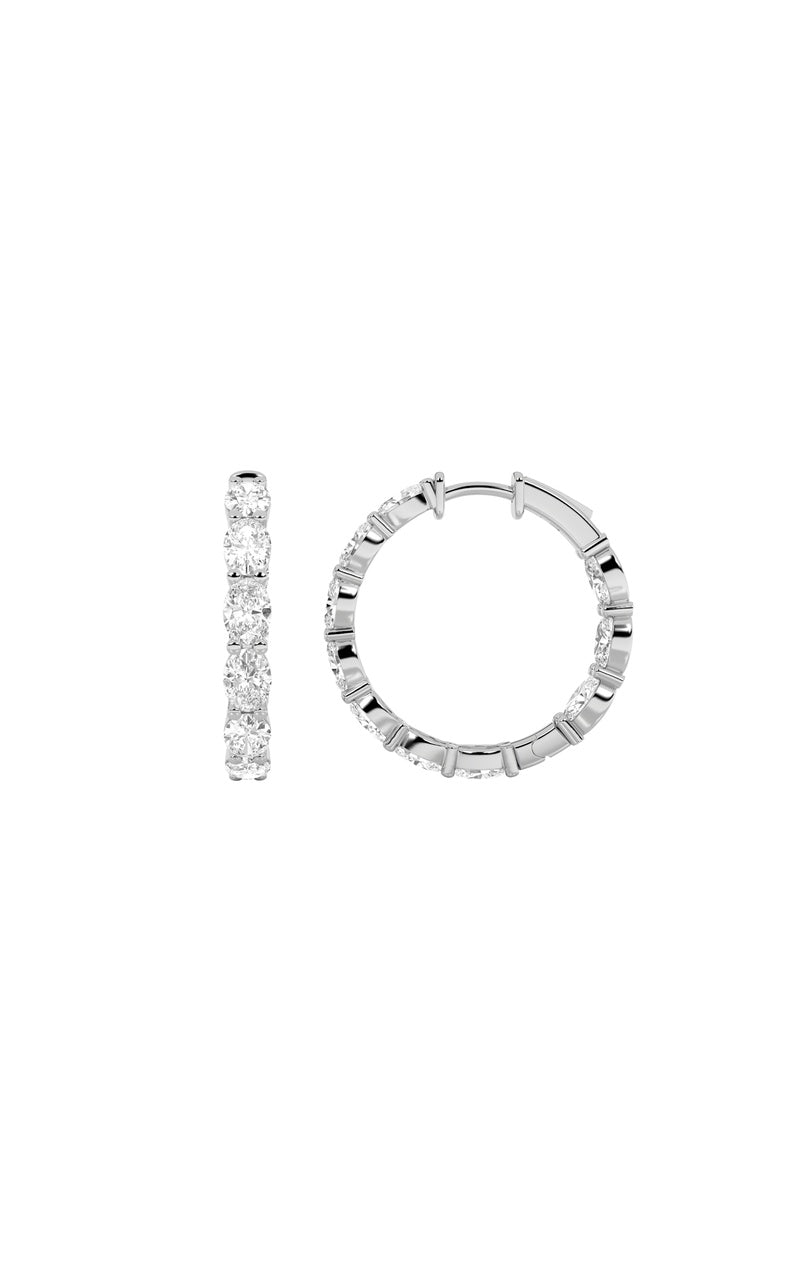 4Cttw Oval Shaped Lab Grown Diamond Inside Out Hoop Earrings in 14K Gold (F/VS)