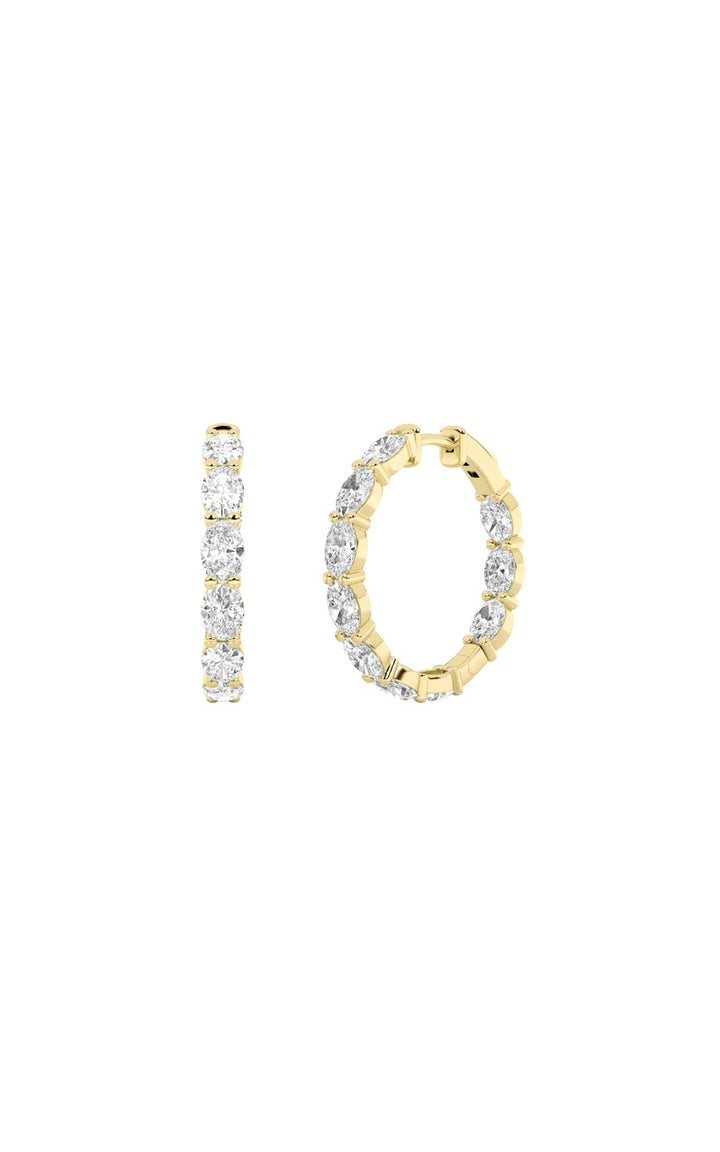 6Cttw Oval Shaped Lab Grown Diamond Inside Out Hoop Earrings in 14K Gold (F/VS)