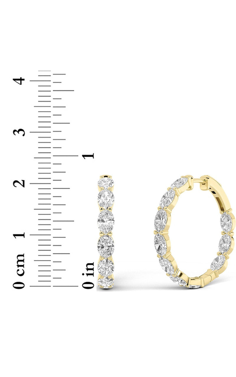 8Cttw Oval Shaped Lab Grown Diamond Inside Out Hoop Earrings in 14K Gold (F/VS)