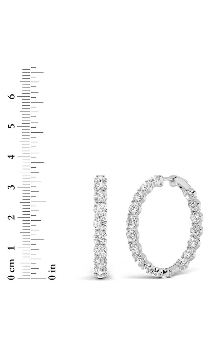 10Cttw Round Shaped Lab Grown Diamond Inside Out Hoop Earrings in 14K Gold (F/VS)